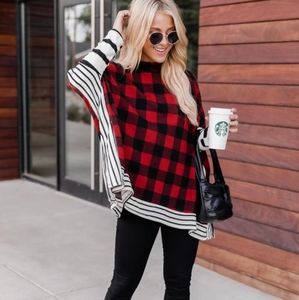 Southern nights plaid poncho